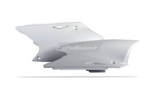 Boční číslové tabulky POLISPORT 8601900003 (pár) bílá pro KAWASAKI KX 250 (F) 4T 2004-2005, SUZUKI RM-Z 250 2004-2006