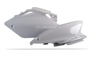 Boční číslové tabulky POLISPORT 8602600001 (pár) bílá pro HONDA CRF 450 R 2005-2006