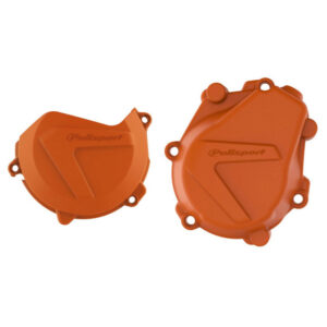 Sada krytu spojkového víka a krytu víka zapalování POLISPORT 90986 oranžová pro KTM SX-F 450 2016-2022, HUSQVARNA FC 450 2016-2018