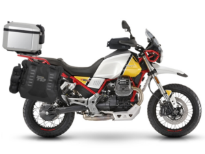 Kompletní sada bočních adventure brašen SHAD TERRA TR40 a hliníkového 37L topcase, včetně montážní sady SHAD MOTO GUZZI V 85 TT