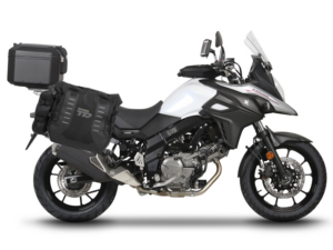Kompletní sada bočních adventure brašen SHAD TERRA TR40 a  černého hliníkového 55L topcase, včetně montážní sady SHAD SUZUKI DL 650 V-Strom