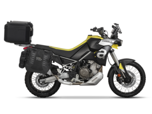 Kompletní sada bočních adventure brašen SHAD TERRA TR40 a  černého hliníkového 55L topcase, včetně montážní sady SHAD Aprilia Tuareg 660