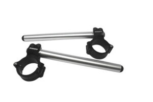 Pár zvýšených clip-on řídítek ACCOSSATO CP004 +10 mm se sklonem 10 stupňů, stříbrné
