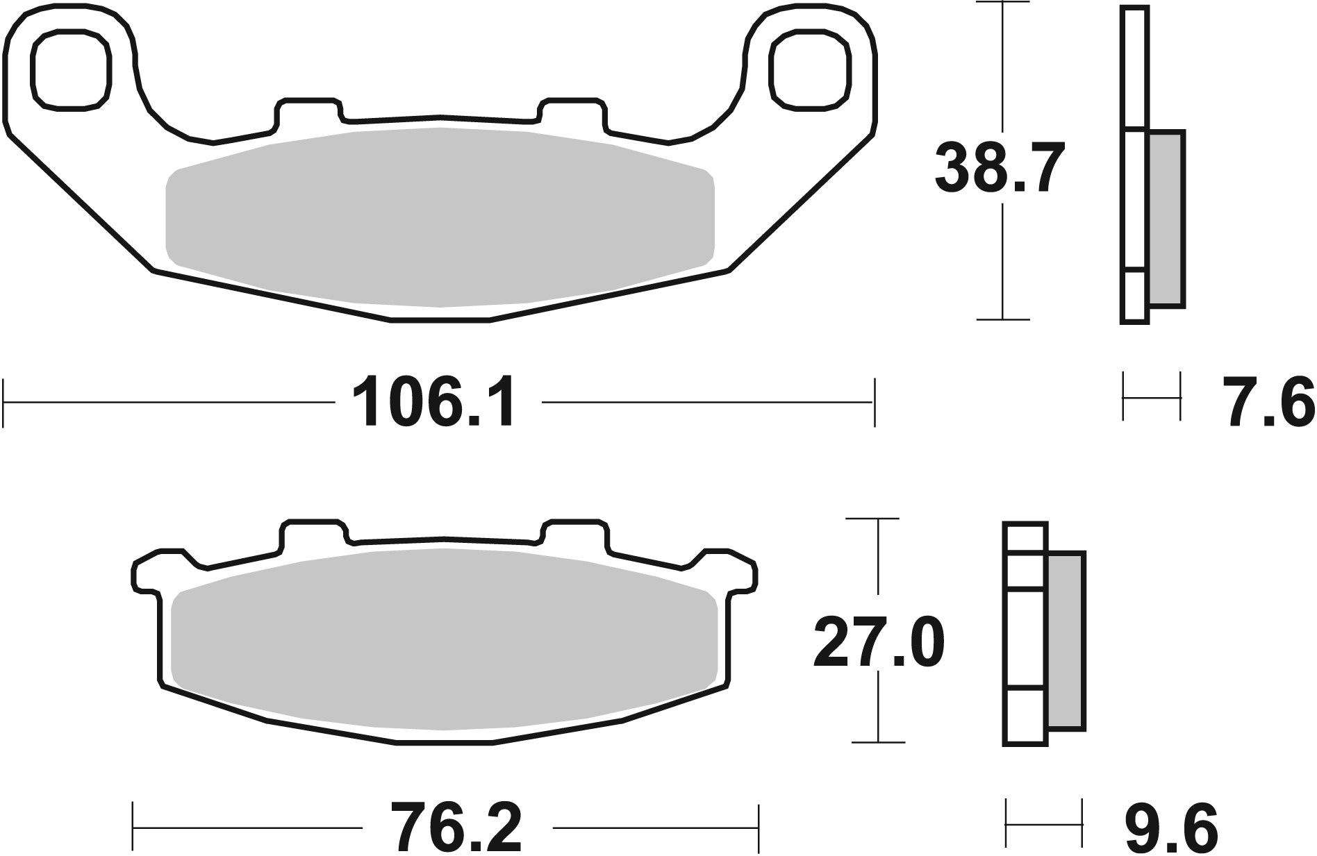 Brzdové destičky BREMBO 07KA11SA pro KAWASAKI GPZ 500 (EX 500) 1994-2004, KAWASAKI ZR 550 Zephyr 1993-2001 - Obrázek 3