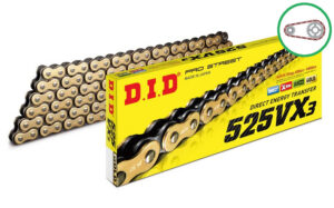 Řetězová sada D.I.D Chain - zlatý řetěz 525 VX, X-kroužek, kolečko JT pogumované, rozeta JT pro DUCATI ST4 916 Sporttouring 1999-2003