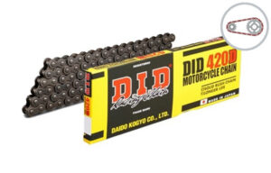Řetězová sada D.I.D Chain - stříbrný řetěz 420 D, netěsněný, kolečko JT, rozeta JT pro APRILIA RS 50 2006-2013