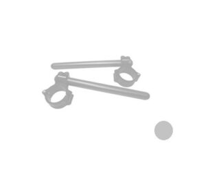Pár zvýšených clip-on řídítek ACCOSSATO CP004 + 20 mm se sklonem 10 stupňů, stříbrné