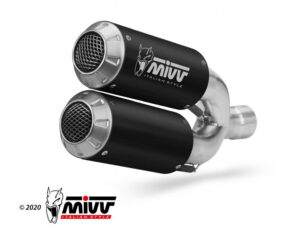 2 koncovky výfuku MIVV MK3 D.043.SM3B Černá nerezová ocel pro DUCATI Hypermotard 939 2016-2018