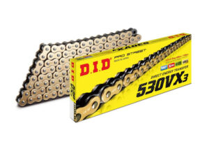 VX série X-Kroužkový řetěz D.I.D Chain 530VX3 122 článků Zlatá/Černá