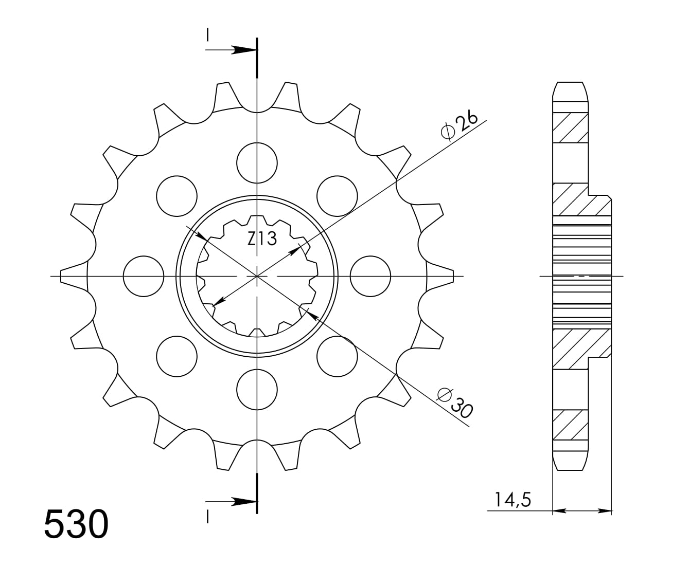 Řetězové kolečko SUPERSPROX CST-340:18 18 zubů, 530 - Obrázek 2