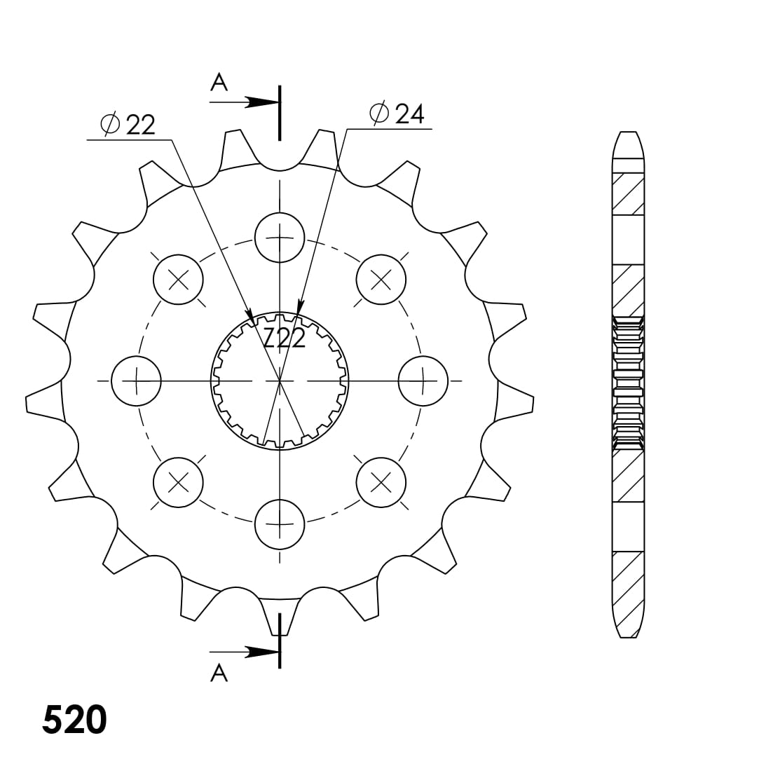 Řetězové kolečko SUPERSPROX CST-394:17 17 zubů, 520 - Obrázek 2