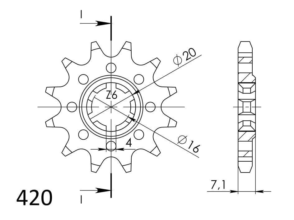 Řetězové kolečko SUPERSPROX CST-413:12 12 zubů, 420 - Obrázek 2