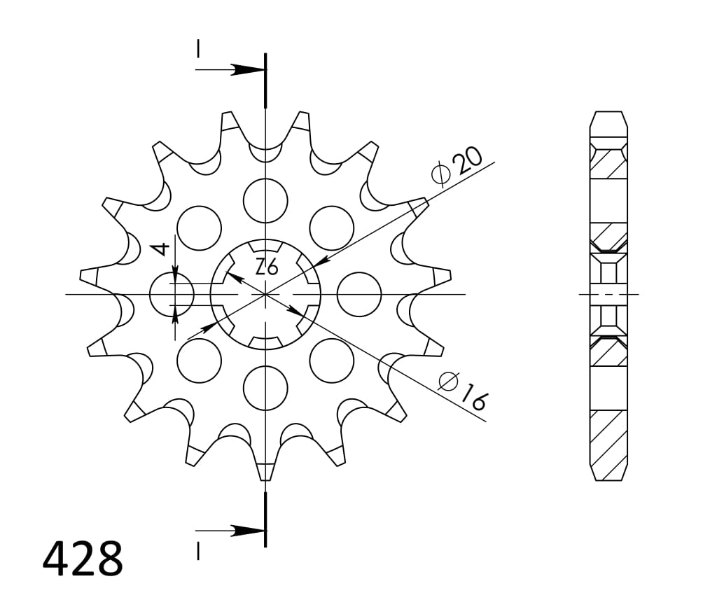 Řetězové kolečko SUPERSPROX CST-416:15 15 zubů, 428 - Obrázek 2