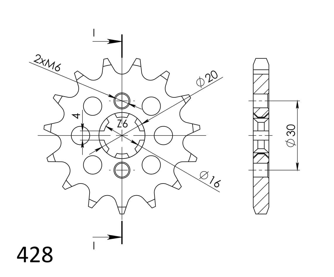 Řetězové kolečko SUPERSPROX CST-417:16 16 zubů, 428 - Obrázek 2