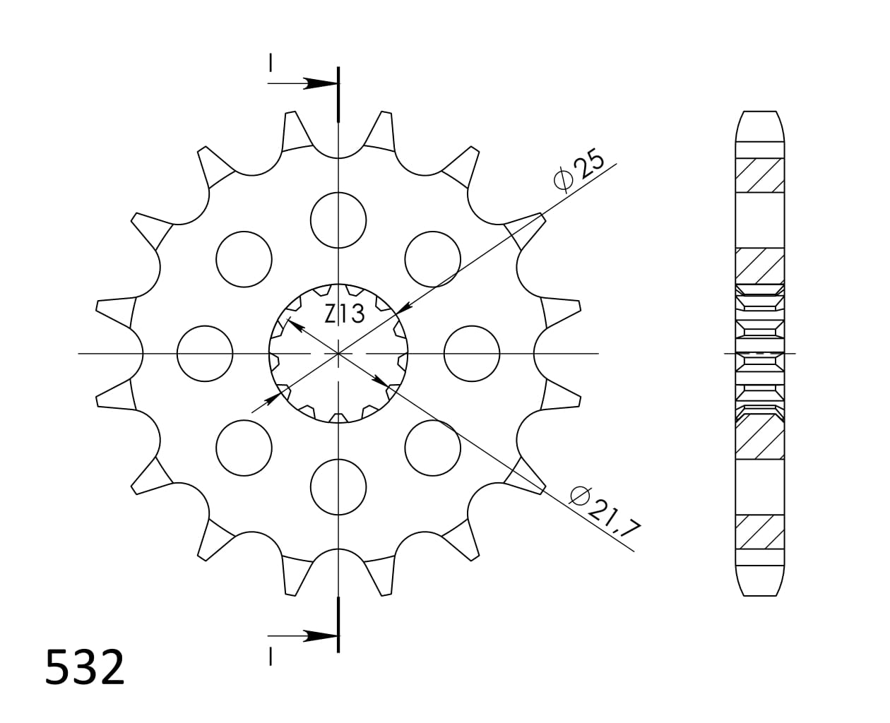 Řetězové kolečko SUPERSPROX CST-440:15 15 zubů, 532 - Obrázek 2