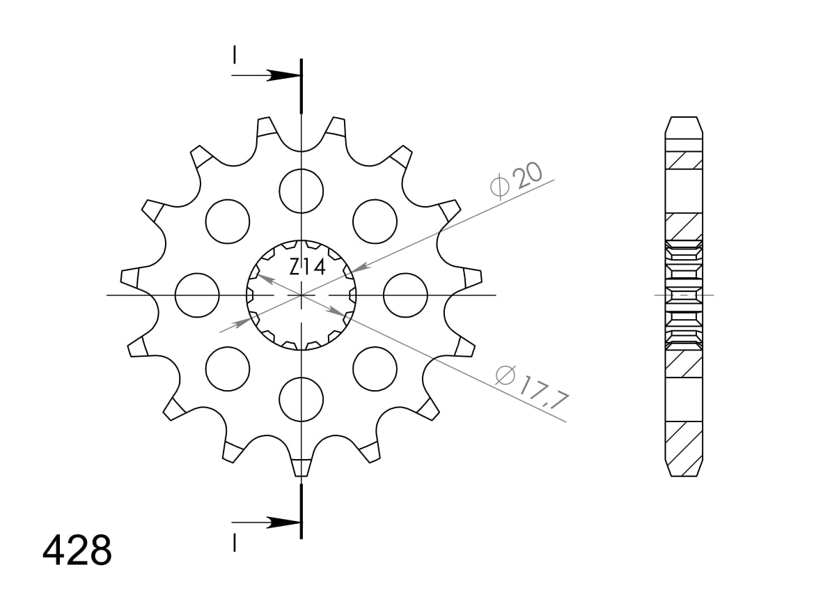 Řetězová sada D.I.D Chain - stříbrný řetěz 428 D, netěsněný, kolečko SUPERSPROX, rozeta JT pro YAMAHA DT 125 R 1988-1989 - Obrázek 3
