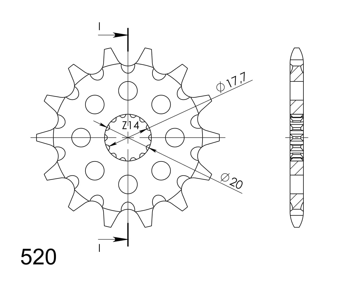 Řetězové kolečko SUPERSPROX CST-564:14 14 zubů, 520 - Obrázek 2