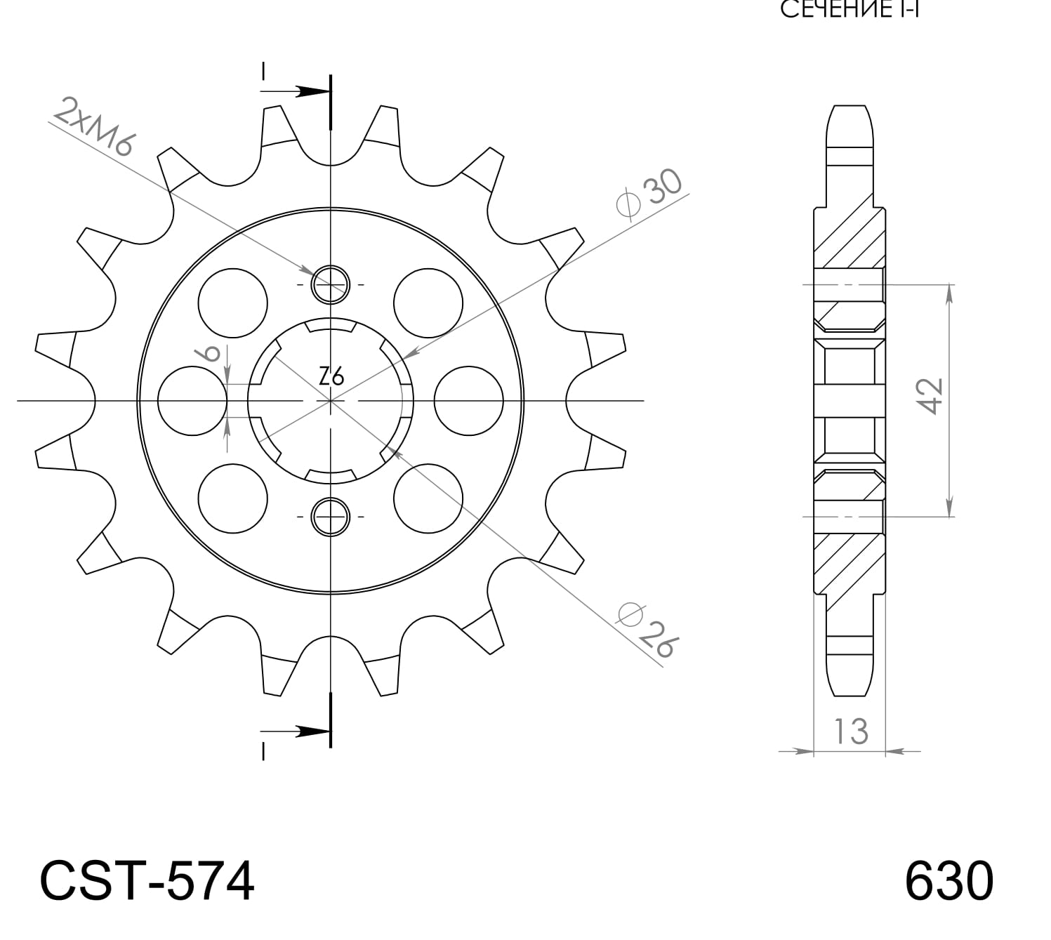 Řetězové kolečko SUPERSPROX CST-574:16 16 zubů, 630 - Obrázek 2