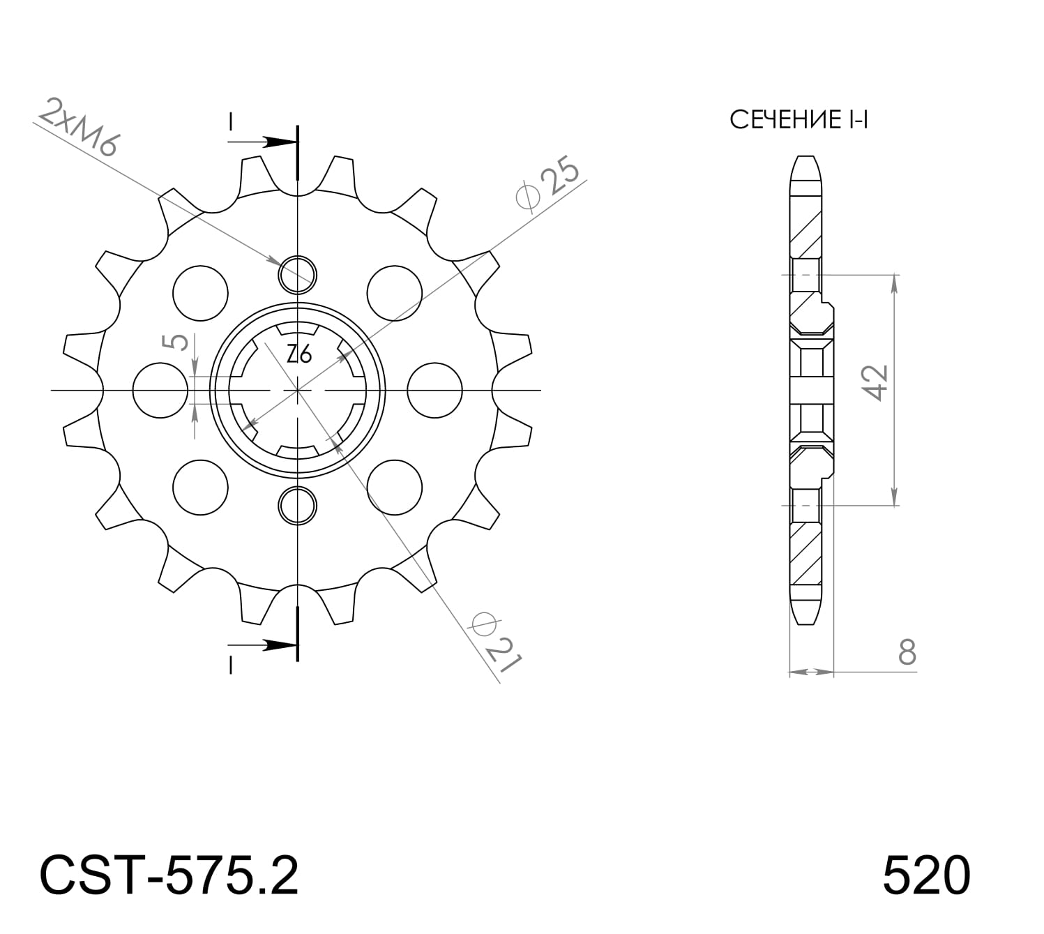 Řetězové kolečko SUPERSPROX CST-575:15 15 zubů, 520 - Obrázek 2