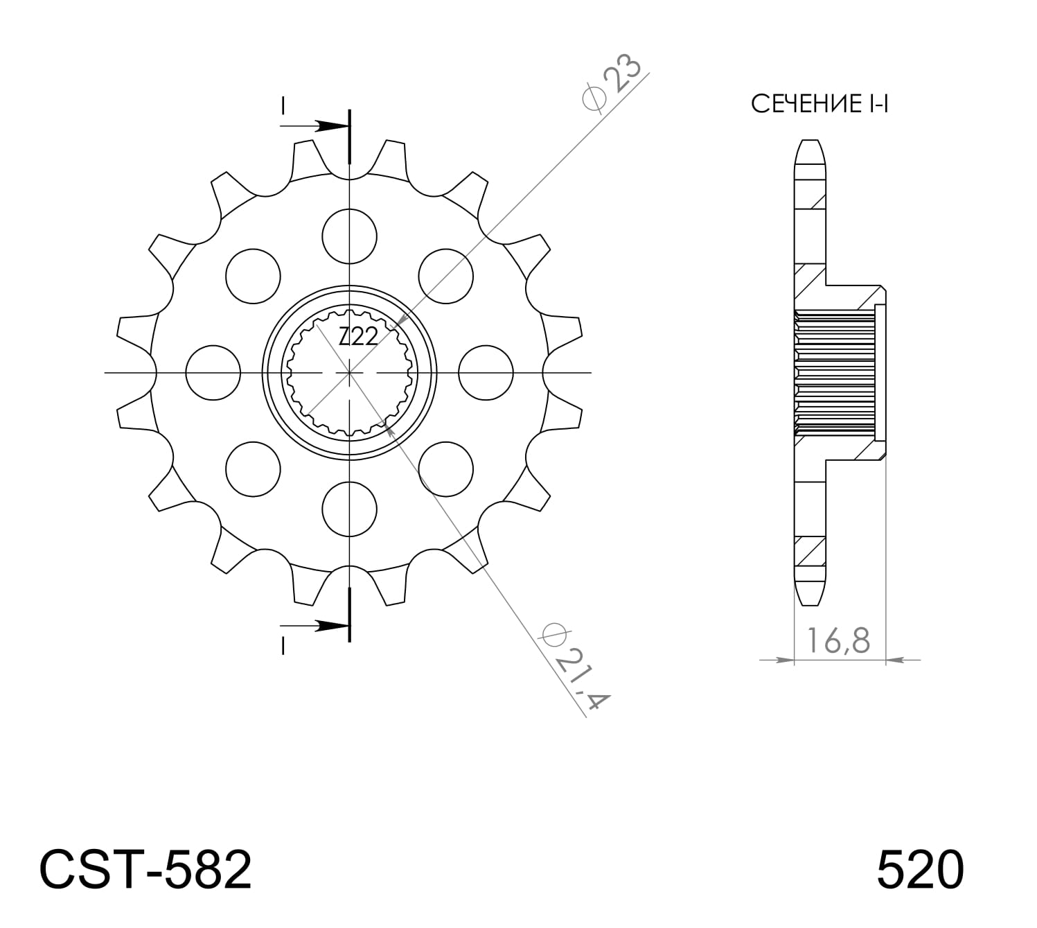 Řetězové kolečko SUPERSPROX CST-582:16 16 zubů, 520 - Obrázek 2