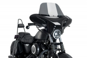 Plexi štít CUSTOMACCES BATWING EH0009H kouřová pro HARLEY DAVIDSON XL 883 Sportster 2009-2019, HARLEY DAVIDSON XL 883 N Sportster Iron 2009-2020