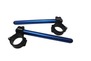 Pár zvýšených clip-on řídítek ACCOSSATO CP004 +10 mm se sklonem 10 stupňů, modré