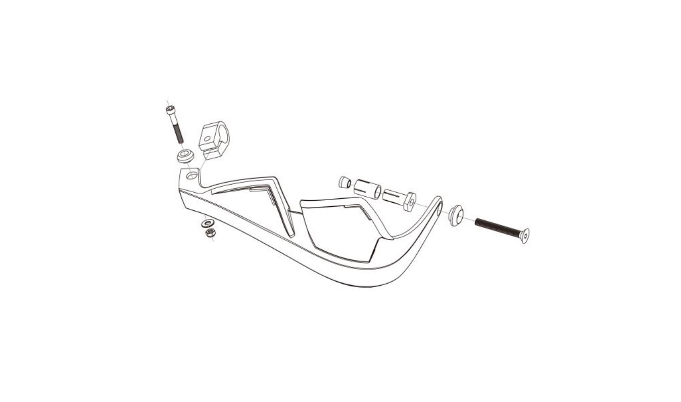 Chrániče páček POLISPORT EVOLUTION INTEGRAL 8305100027 s montážní sadou (Ø22 mm) černý - Obrázek 3
