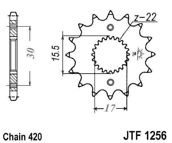 Řetězové kolečko JT JTF 1256-15 15 zubů, 420 - Obrázek 2