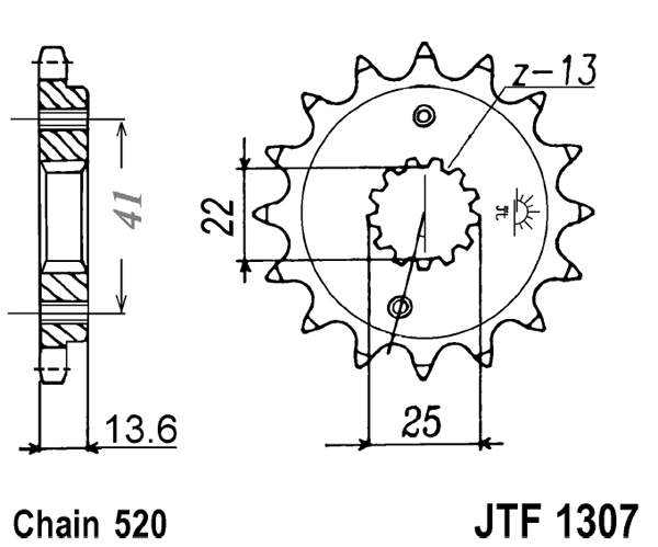Řetězové kolečko JT JTF 1307-14 14 zubů, 520 - Obrázek 2