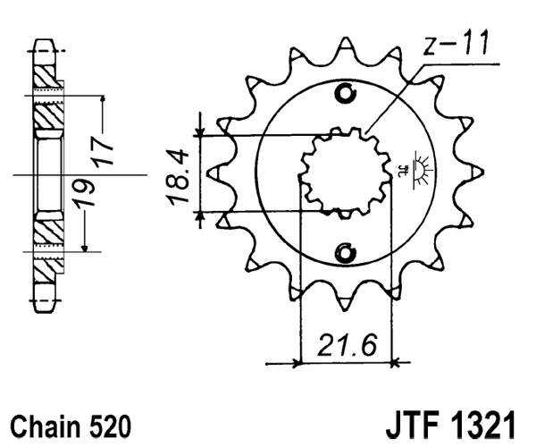 Řetězové kolečko JT JTF 737-15 15 zubů, 520 - Obrázek 2