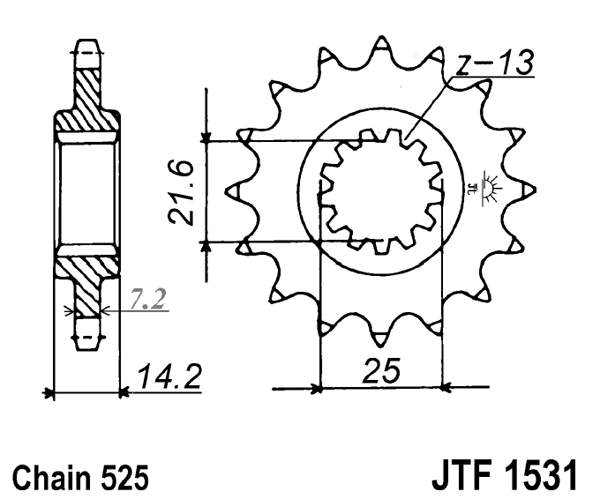 Řetězové kolečko JT JTF 1531-15 15 zubů, 525 - Obrázek 2