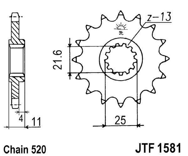 Řetězové kolečko JT JTF 1581-15 15 zubů, 520 - Obrázek 2