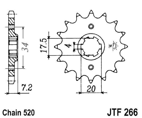 Řetězové kolečko JT JTF 266-13 13 zubů, 520 - Obrázek 2