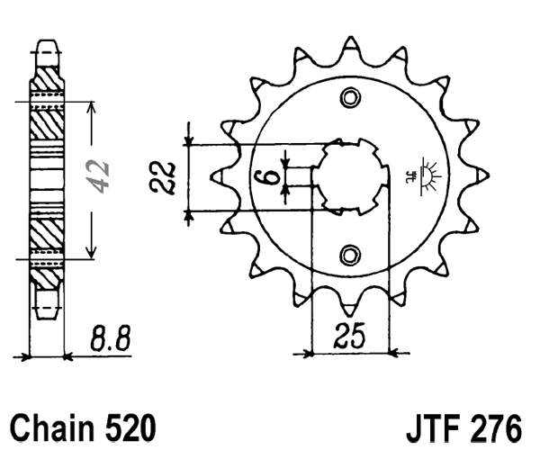 Řetězové kolečko JT JTF 276-15 15 zubů, 520 - Obrázek 2