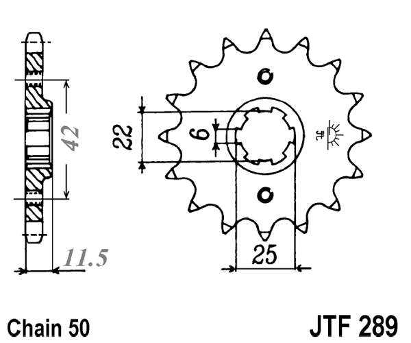 Řetězové kolečko JT JTF 289-16 16 zubů, 530 - Obrázek 2