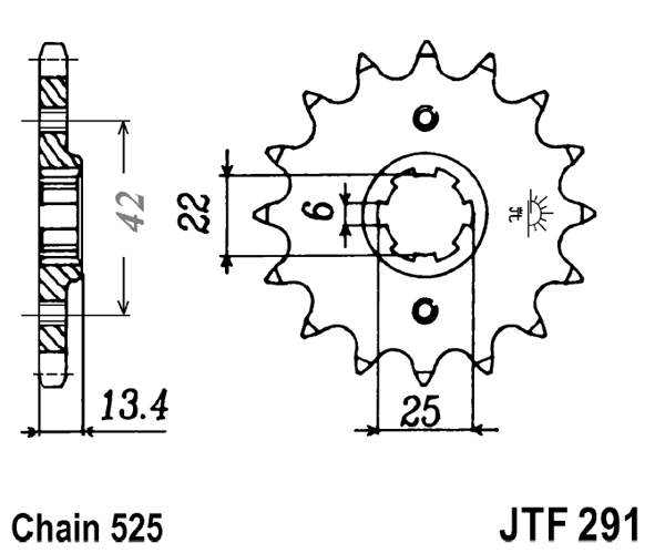 Řetězové kolečko JT JTF 291-15 15 zubů, 525 - Obrázek 2