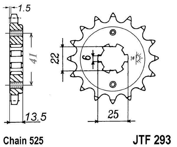 Řetězové kolečko JT JTF 293-15 15 zubů, 525 - Obrázek 2