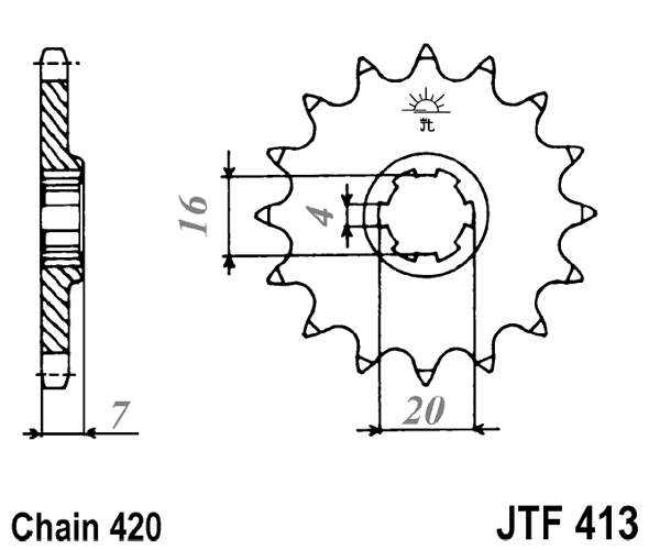 Řetězové kolečko JT JTF 413-12 12 zubů, 420 - Obrázek 2