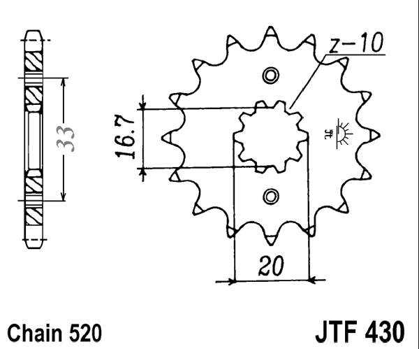 Řetězové kolečko JT JTF 430-13 13 zubů, 520 - Obrázek 2
