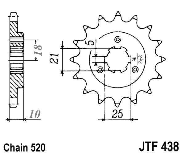 Řetězové kolečko JT JTF 438-15 15 zubů, 520 - Obrázek 2