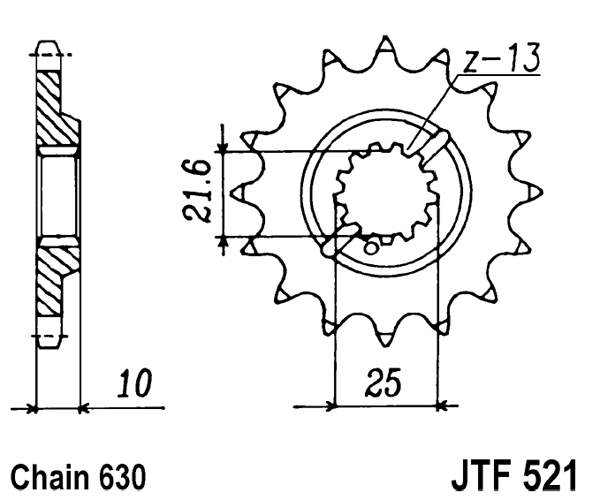 Řetězové kolečko JT JTF 521-15 15 zubů, 630 - Obrázek 2