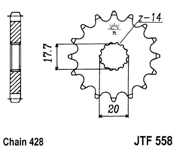 Řetězové kolečko JT JTF 558-17 17 zubů, 428 - Obrázek 2