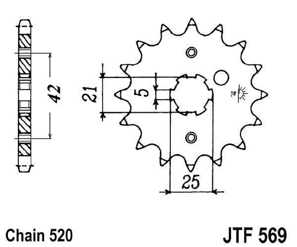 Řetězové kolečko JT JTF 569-13 13 zubů, 520 - Obrázek 2