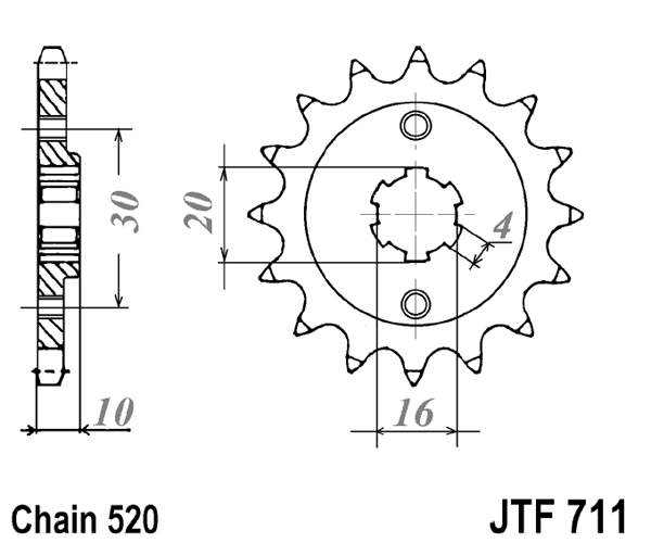 Řetězové kolečko JT JTF 711-13 13 zubů, 520 - Obrázek 2