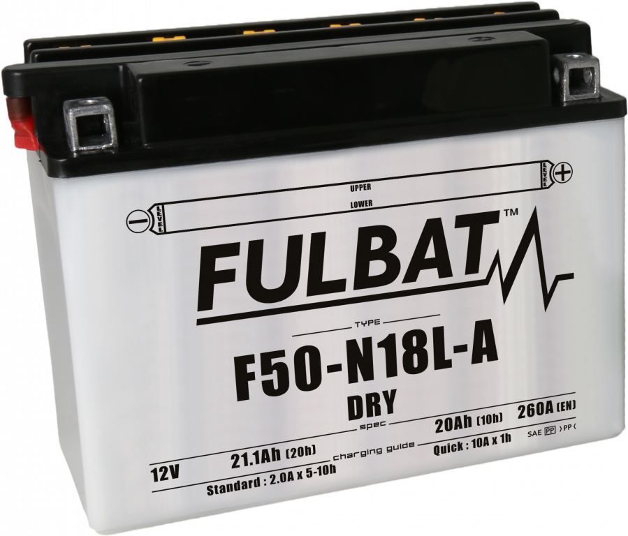 Konvenční motocyklová baterie FULBAT F50-N18L-A (Y50-N18L-A) Včetně balení kyseliny