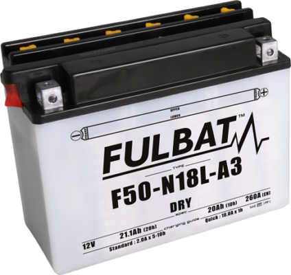 Konvenční motocyklová baterie FULBAT F50-N18L-A3 (Y50-N18L-A3) Včetně balení kyseliny