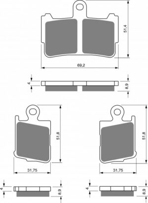 Brzdové destičky GOLDFREN 298 AD (1 set = 2pcs small/large) pro HONDA VFR 1200 F 2010-2016