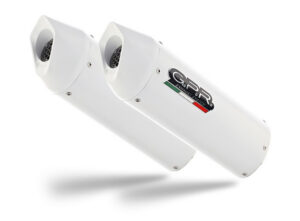 Dvojitá koncovka výfuku uchycená šrouby GPR ALBUS K.74.ALB Lesklá bílá pro KAWASAKI ZX-10R / RR Ninja 1000 2006-2007