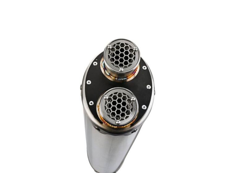 Koncovka výfuku Slip-on GPR DUAL INOX E5.S.207.DUAL.IO Matný nerez pro SUZUKI DL 800 V-STROM 2023-2025 - Obrázek 4