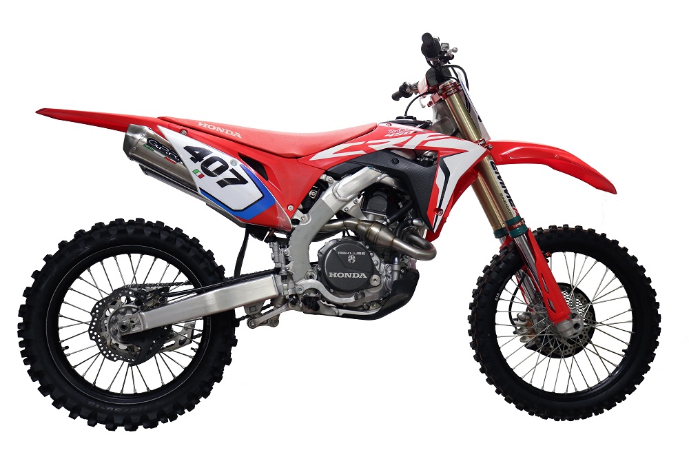 Dvojitý kompletní výfukový systém GPR PENTACROSS PNT.MX.11.IO Broušená nerezová ocel pro HONDA CRF 250 R 2018-2021